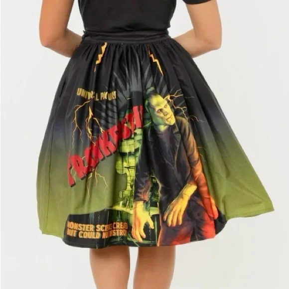 Unique Vintage x Frankenstein Skirt Universal Monsters Psychobilly Rockabilly - Picture 2 of 7